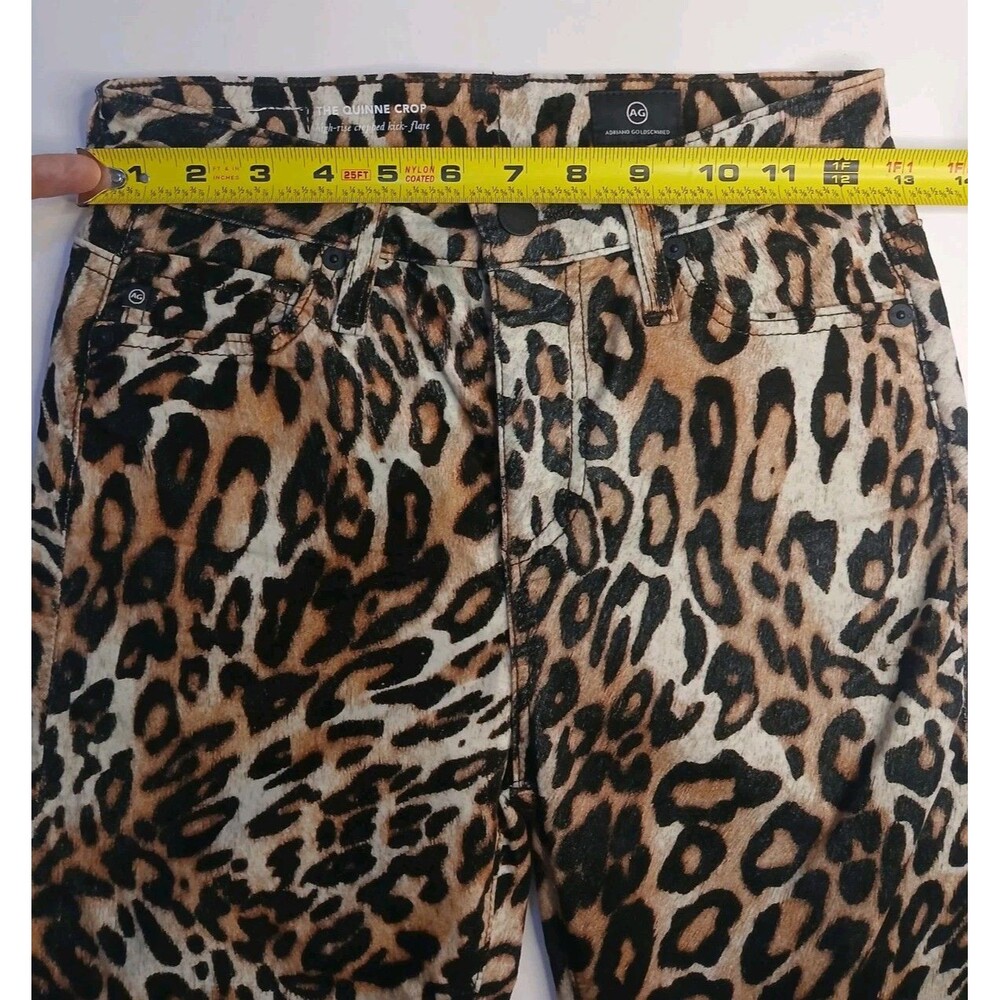 AG Adriano Goldschmied Pant Sz 25 Quinne Crop High-rise Kick Flare Leopard Print - Picture 11 of 16